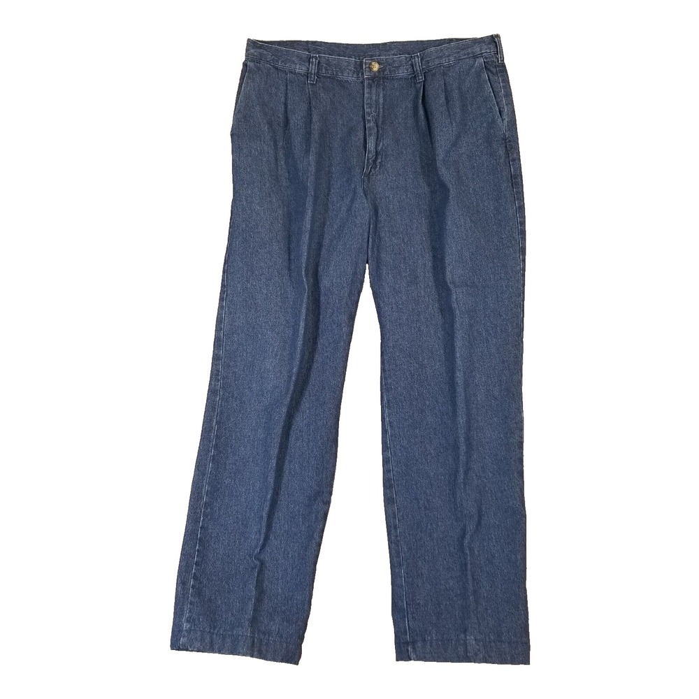 Lee Jeans Men 38x32 Blue Dad Jeans Chino Style Retro Pleated 100% Cotton Denim